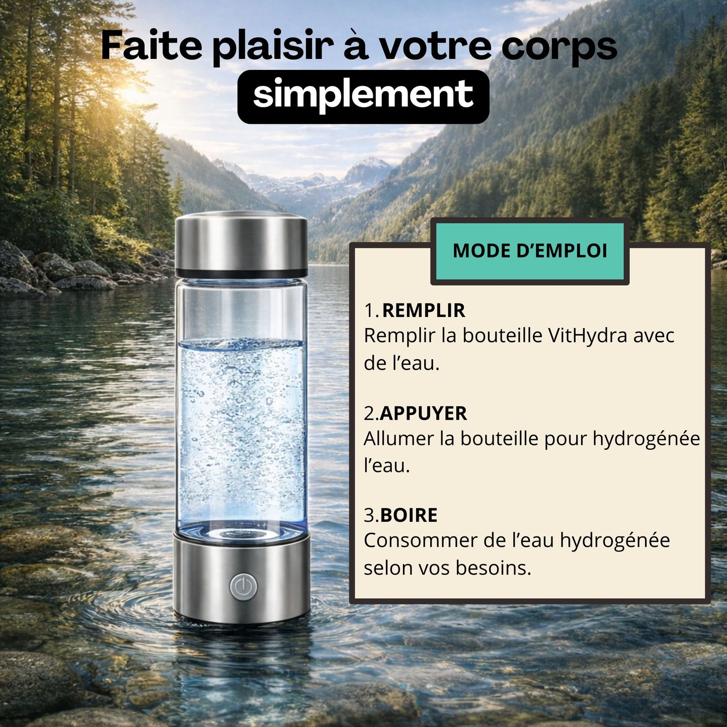 Bouteille d'eau à hydrogène-VitHydra