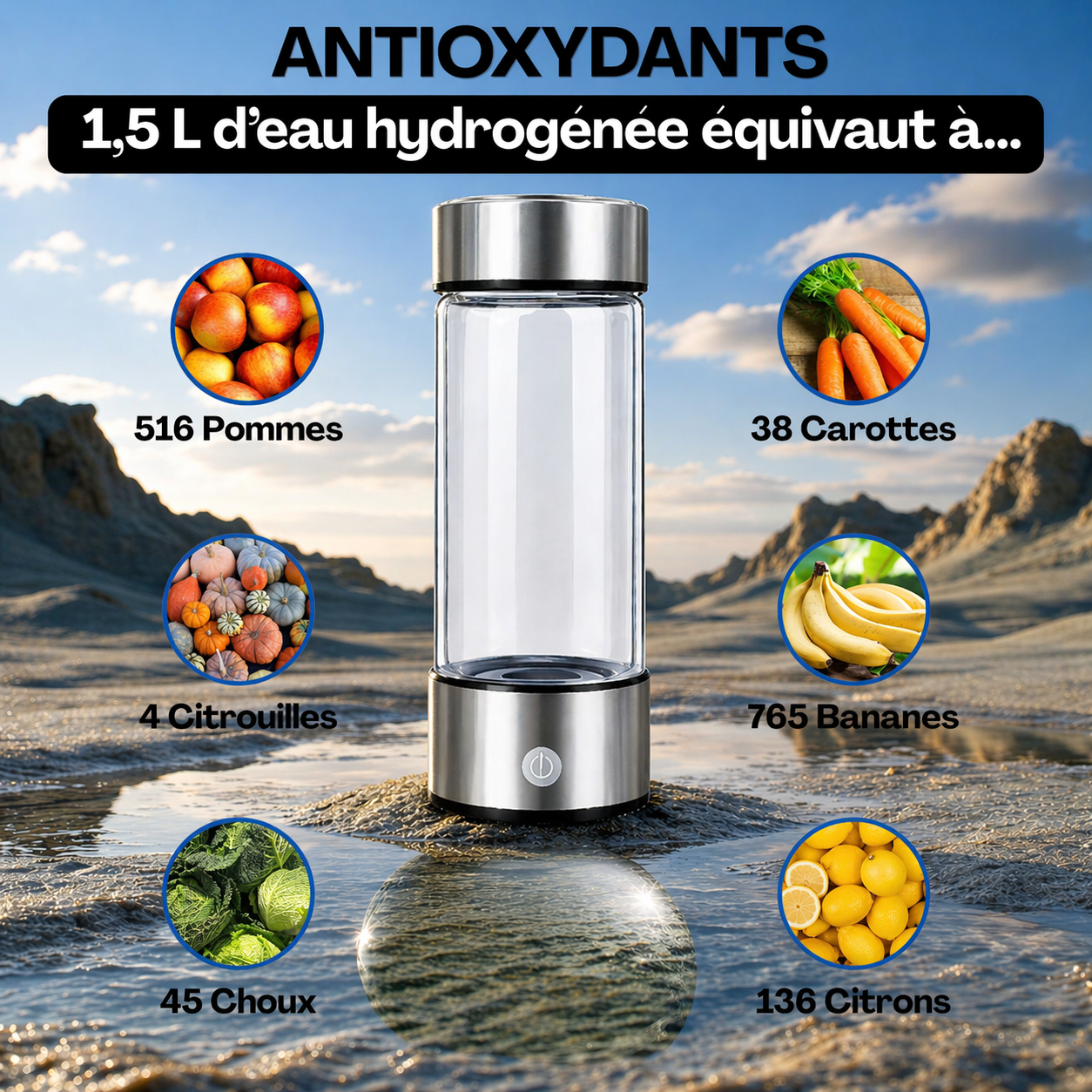 Bouteille d'eau à hydrogène-VitHydra